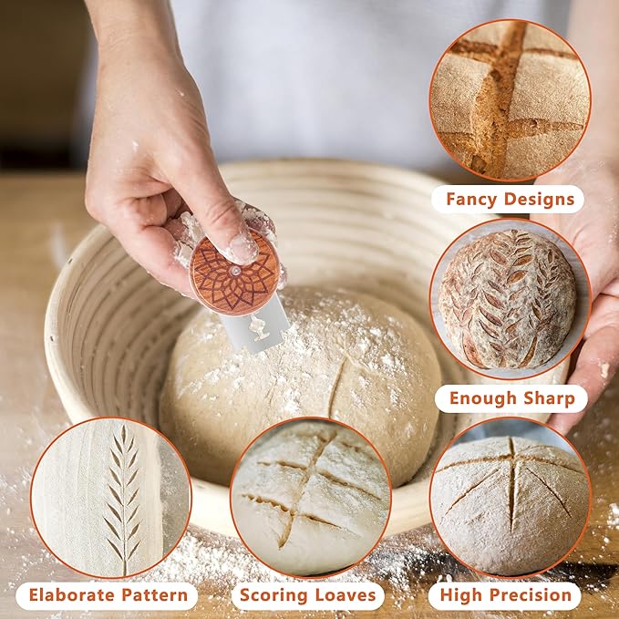 UFO Bread Lame Cutter for Homemade Sourdough,Bread Scorer Tool for Sourdough with 5 Blades and Storage Cover,Slashing Tool Bread Cutting Knife for Artisan Bread and Baguette Makers,Flower