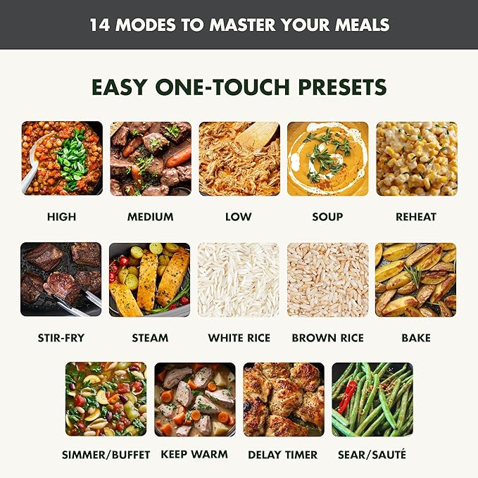 GreenPan Elite 8-in-1 Programmable 6QT Electric Slow Cooker, Dishwasher Safe Lid & Removable Crock, PFAS-Free Healthy Ceramic Nonstick Multi-Cooker, Sear,Sauté/Brown,Steam Basket,Roast, Graphite