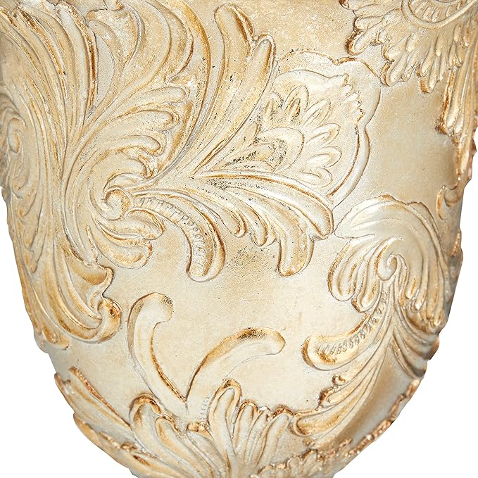 Deco 79 Polystone Solid Decorative Jars, 7" x 7" x 19", Gold