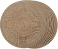 FunWheat Round Braided Placemats Set of 6 Place mats for Dining Tables Woven Heat Resistant Table Mats 15 inch for Fall(Brown)