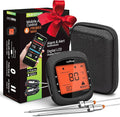 NutriChef Smart Bluetooth BBQ Thermometer with Travel Zip Case, Upgraded Stainless w/ 2 Temperature Probes, LCD Display, Done Alarm Android iPhone, Gas Charcoal BBQ Smoker Temp Monitoring