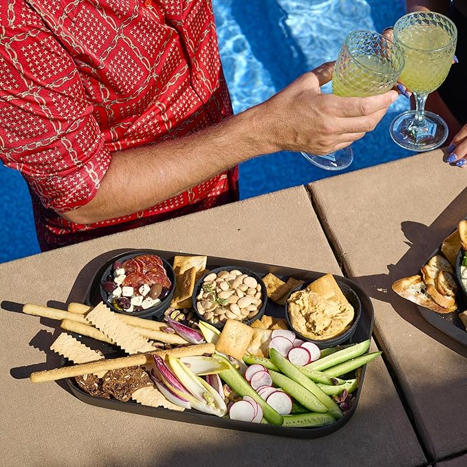 madesmart dipware 3 Bowl Serving Tray, Collapsible & Removable Dip Bowls for Charcuterie, Guacomole, Snacks, Veggies, Premium Dishwasher & Microwave Safe, Multipurpose Plate & Bowl, Sage