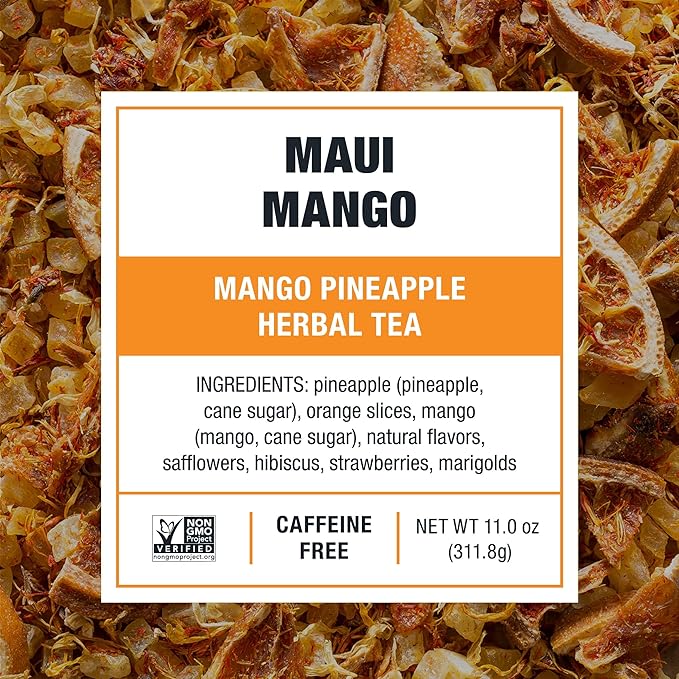 Tiesta Tea - Maui Mango Cold Brew, Loose Leaf, Mango Pineapple Herbal Tea, Premium Non-Caffeinated Blend, Cold Brew Packets, Makes 64oz Pitcher Per Bag (Pack of 10)