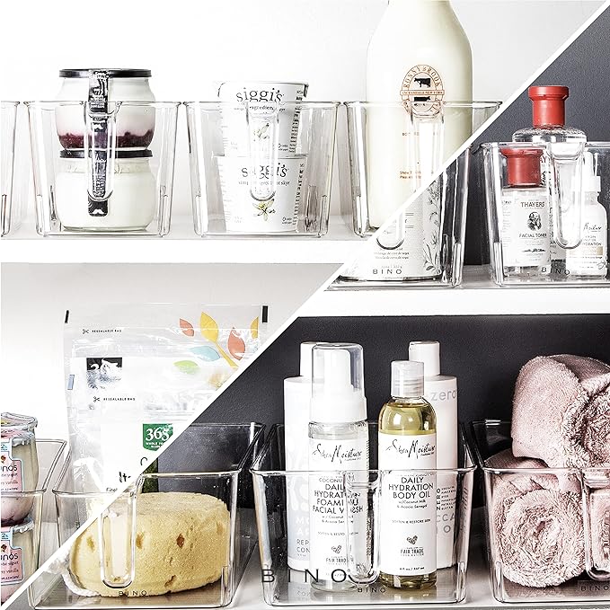 BINO | Clear Storage Organizer | THE HOLDER COLLECTION | Clear Containers for Organizing with Built-in Handles | Pantry Organization and Storage | Fridge Organizer | Smart Storage Bin Cabinet | Large