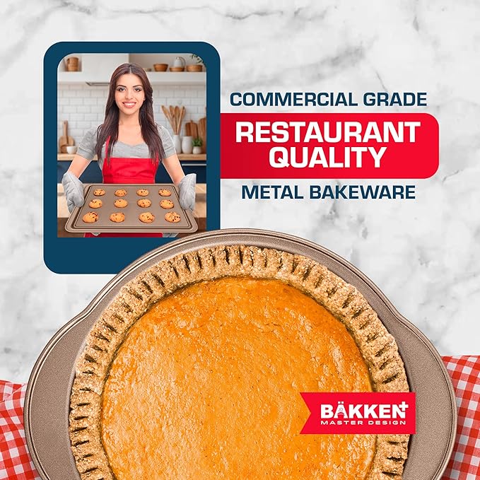 BAKKEN 6-Piece Kitchen Baking Pan Set - Commercial Grade Carbon Steel Bakeware, With Nonstick Coating, Stackable and Space-saving Design, PFOA, PFOS, PTFE Free, Oven Safe Tray (Up To 450°F), Brown