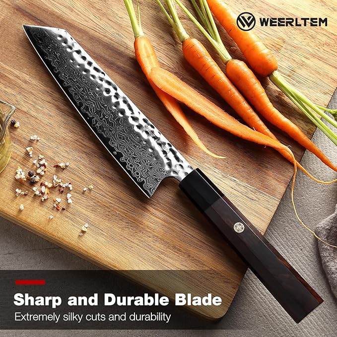 Kiritsuke Chef Knife 8 Inch, Hand-forged 67-Layer VG10 High Carbon Steel Japanese Damascus Chef Knife, Ultra Sharp Hammered Damascus Chef Knife with Octagonal Ebony Handle & Gift Box