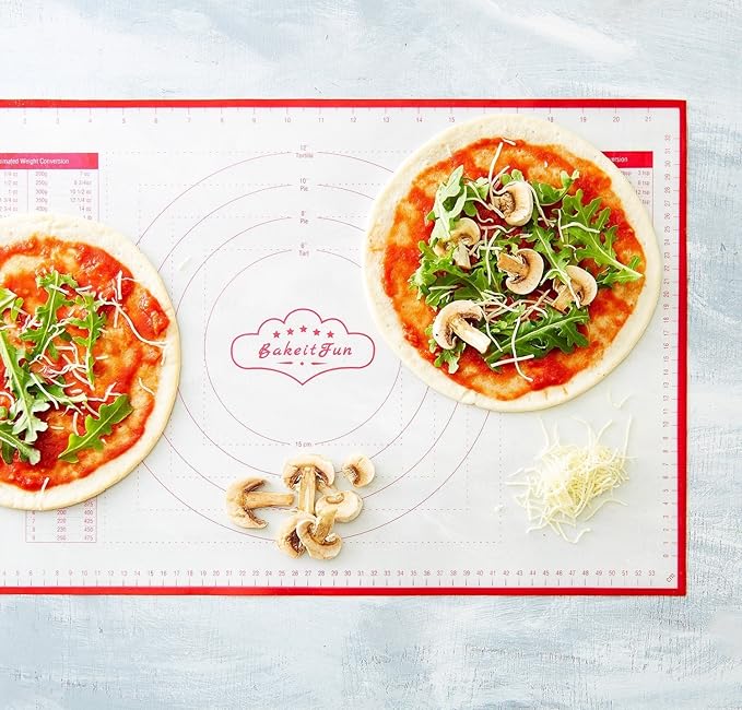 Silicone Pastry Mat Small 15 x 10 in Nonstick Dough Rolling Mat with Measurements Inch and cm Circles Conversion Charts BPA Free Heat Resistant to 450 F Dishwasher Safe