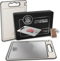 Chef’s Steel Pro 15”×10” Premium 304 Stainless Steel Cutting Board – 4-in-1 Double-Sided with Knife Sharpener, Garlic Grater, Wheat Straw PP & TPR Non-Slip, Dishwasher Safe, Includes Eco Sponge