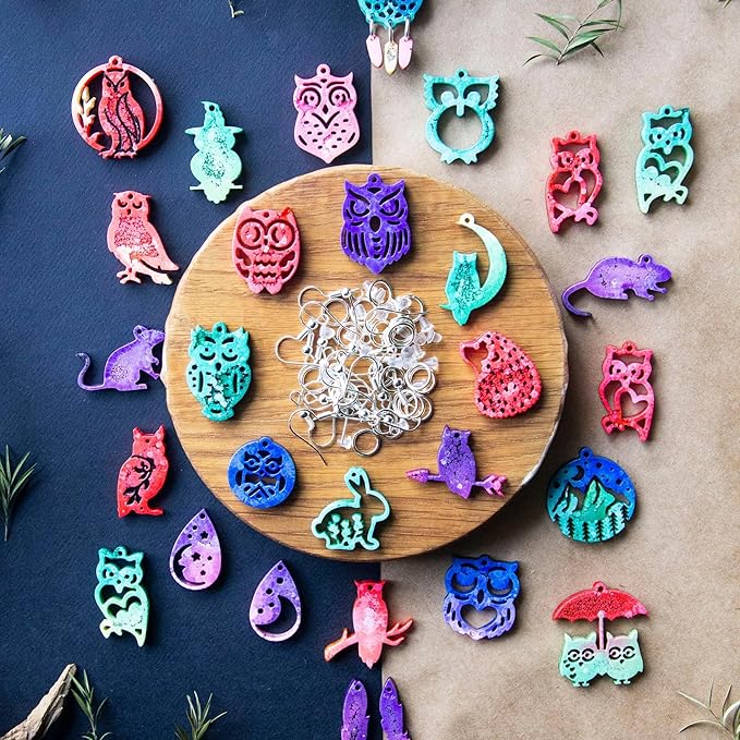 Keychain Resin Molds Silicone with Hole, Owl UV Resin Jewelry Mold, Epoxy Resin Molds for Keychain Pendant Jewelry Making Molds for Epoxy Resin Earring Mold, Earrings, Necklace
