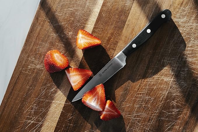 DURA LIVING 2-Piece Premium Kitchen Knife Set - Ultra-Sharp 5" Utility Knife & 3.5" Paring Knife, High Carbon Stainless Steel, Forged for Precision, Multipurpose Cooking Knives with Ergonomic Handles