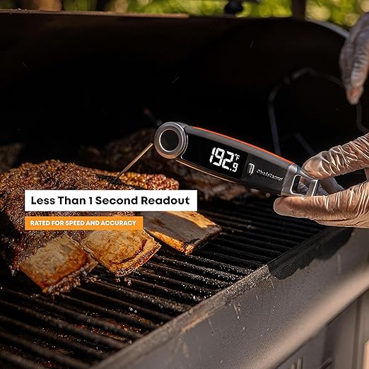 Finaltouch X10 Instant Read Digital Meat Thermometer NSF Certified Waterproof Professional for Cooking Grilling BBQ Baking Candy Oil with Rotating Probe and Backlit Display (Tangerine Tart)