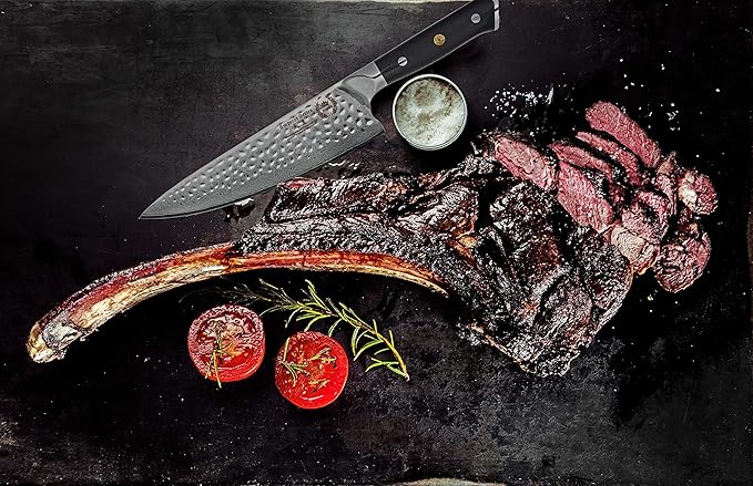 Chef Knife: Best Professional Quality 8 Inch Japanese AUS10 67-Layer High Carbon Damascus Stainless Super Steel Gyuto- Razor Sharp Full Tang Blade w/Hammered Finish & Ergonomic G10 Handle