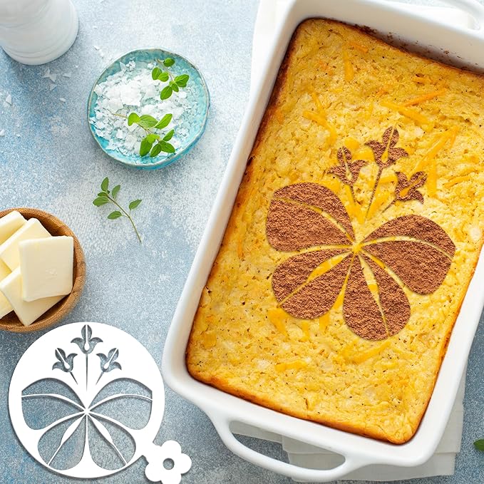 Mandala Flower Coffee Stencils - 25 Pcs Stencils for Cookies Sourdough Bread Decor, Reuable Template for Crafts Floral Design