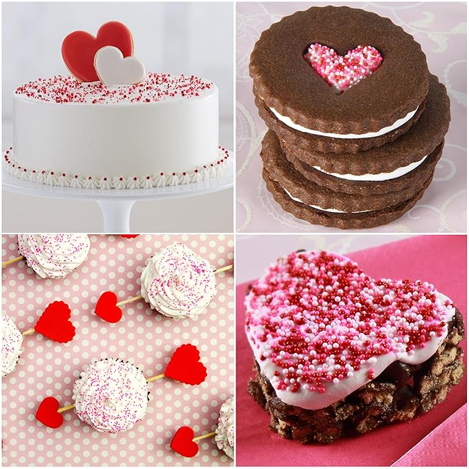 Cake Mate Cookie Dessert Decorating Kit – Red & White Cookie Icing, Red & Pink Sanding Sugar, Nonpareil Sprinkles – Perfect for Birthday Parties, Gender Reveals, Valentine's Day, and More