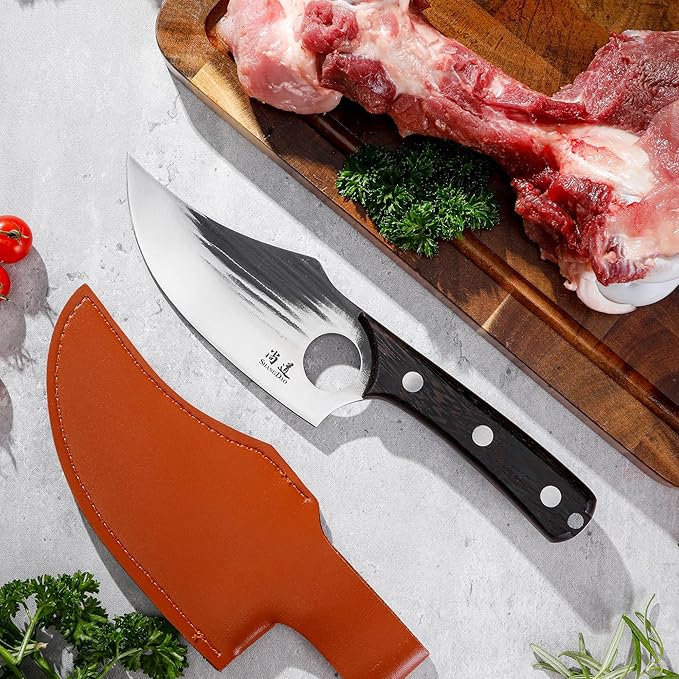 SHANGDAO Boning Knives, 6 ″ Viking Boning Knife for Meat Cutting, High-carbon steel Chopper Knife, Forged Blade & Wood Handle, Hand Forged Full Tang Knife