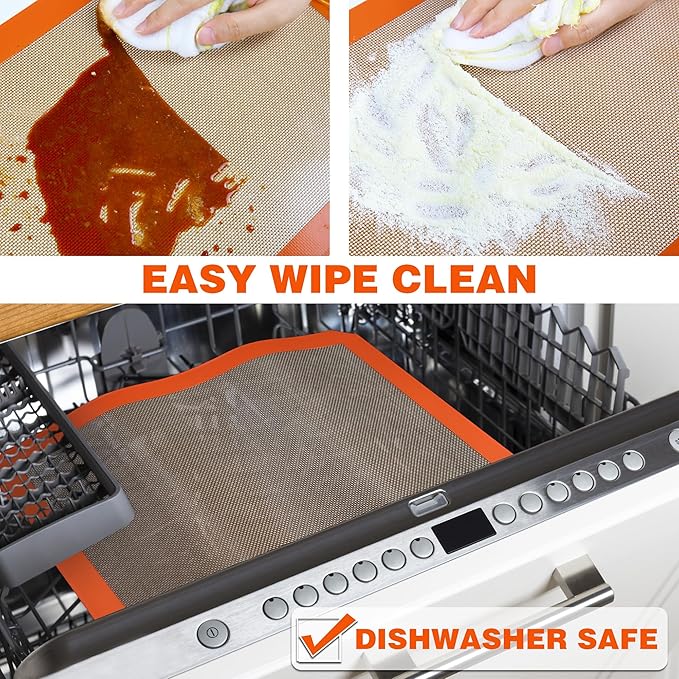 Silicone Baking Mats - Best German Silicone - Non Slip Silicone Baking Sheet, Non Stick Reusable Silicone Mats for Baking, Oven Liner, Counter Mat - 9x13 inch, Set of 2
