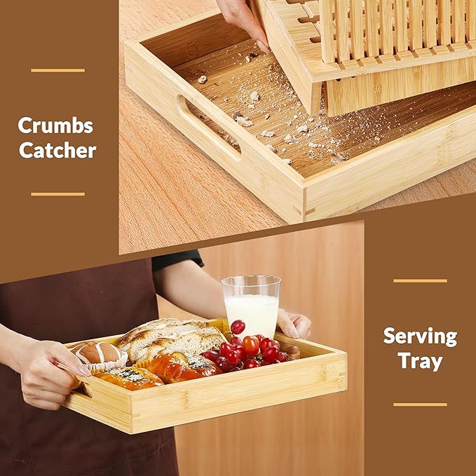 Slicer for Homemade Loaves – Adjustable Bamboo Bread Cutter, Wide Sourdough Slicing Guide, Gift for Home Bakers