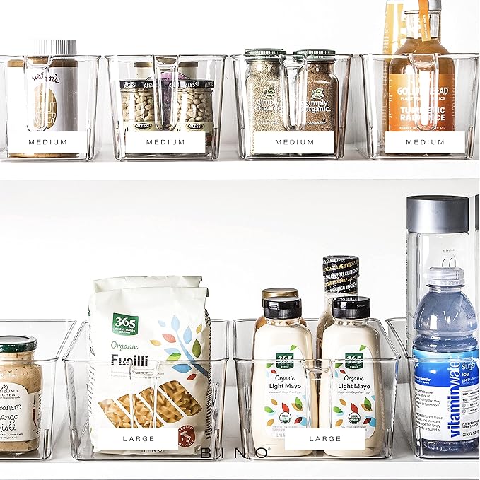 BINO | Clear Storage Organizer, Medium | THE HOLDER COLLECTION | Clear Containers for Organizing with Built-in Handles | Pantry Organization and Storage | Fridge Organizer | Smart Bin Cabinet