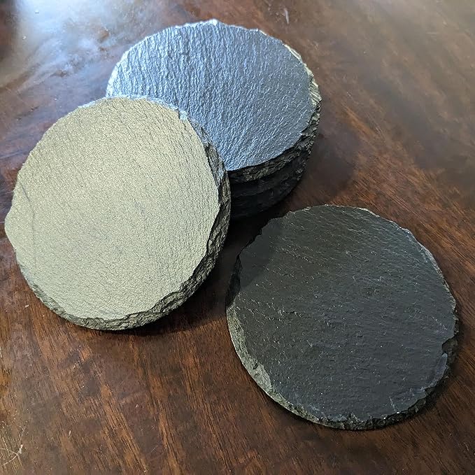Ride The Fire: Flaming Chopper Motorcycle Coasters - Round Slate - Set of 4