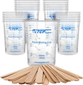 TCP Global 20 oz. (600ml) Graduated Plastic Mixing Cups - Box of 25 with 25 Mixing Sticks - Disposable Plastic Measuring Cups for Liquids, Paints, Resin, Epoxy, Art, Kitchen - Ratios 2-1, 3-1, 4-1 ML