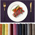 KXN Placemats Set of 6, Dual-Layer Thickened Faux Linen Table Mats, Heat Resistant & Wrinkle-Free, Machine Washable Cloth Place Mats for Kitchen Dining Indoor Outdoor (Purple)