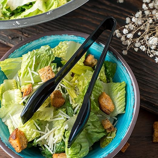 Carlisle FoodService Products Carly Salad Tong, 6" Salad Tong, Black (12 Pack)
