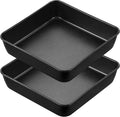 Herogo 8 x 8 Baking Pan Set of 2, Non-Stick Square Cake Pan for Oven, Stainless Steel Black Lasagna Brownies Casseroles Cakes Bakeware, Oven safe