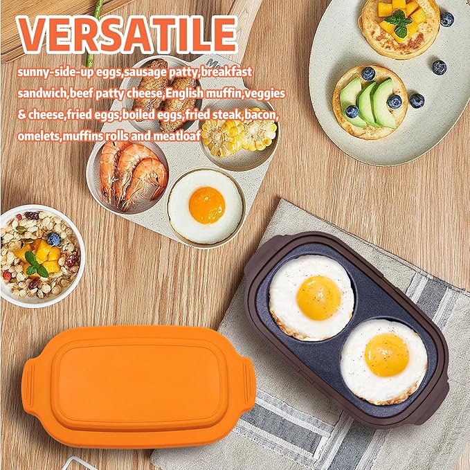 Microwave Egg Cooker - Egg Cooker Microwave, Multi-use Microwave Egg, Cooker & Poacher for Breakfast Sandwiches, Save Time,Portable,Microwave Egg Fryer for Home,Travel,Gifts(Orange)