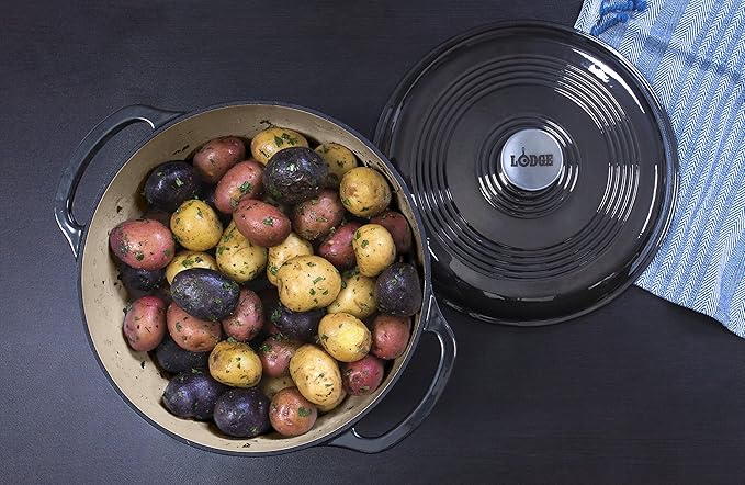 Lodge Manufacturing Company EC6D18 Enameled Dutch Oven, 6 qt, Midnight Chrome