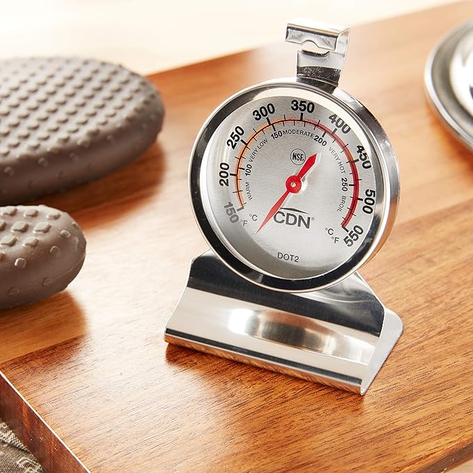 CDN Oven Thermometer ProAccurate®, Easy-to-Read 2"" Dial, Stainless Steel Housing, Temperature Zones, Stand or Hang, Monitor Oven Temperatures, NSF Certified - DOT2