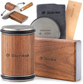 Stonka Walnut Rolling Knife Sharpener Kit – Dual-Grit Diamond Wheels Kit (400/1000), Easy to Use Knife Sharpener Roller with Magnetic Holder with 15° & 20°, Leather Strap