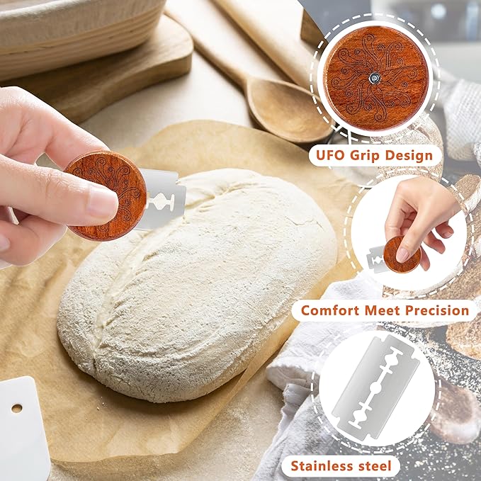 UFO Bread Lame Cutter for Homemade Sourdough,Bread Scorer Tool for Sourdough with 5 Blades and Storage Cover,Slashing Tool Bread Cutting Knife for Artisan Bread and Makers (Octopus)