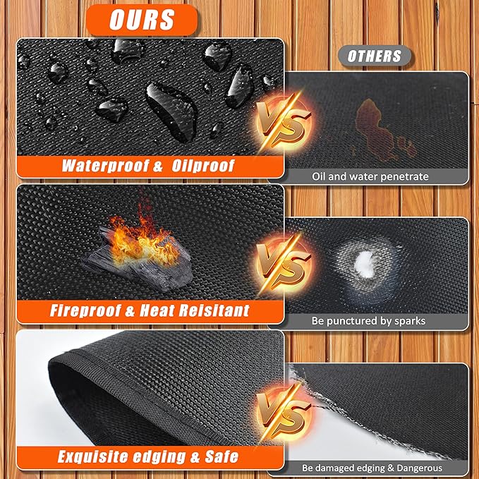 Round Fire Pit Mat Compatible with Solo Stove Bonfire, Accessories Compatible with Solo Stove, 3-Layer Fireproof Esay to Clean Grill Matt for Outdoor Grill Deck Protector, 42in