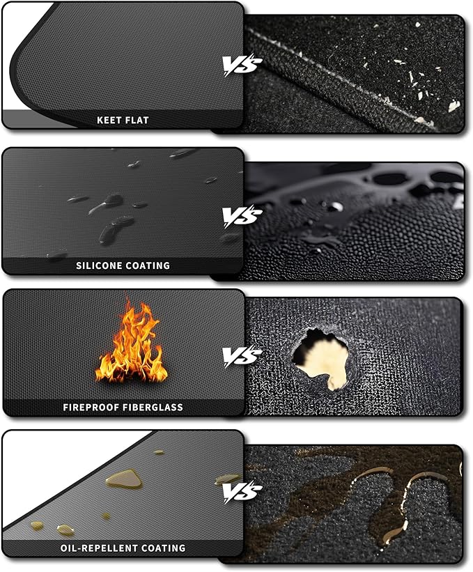 Large 60 * 40" BBQ mat for Under Grill,Double-Sided Silicone Grill mat for Outdoor Grill Deck Protector, Indoor Fireplace Mat/Fire Pit Mat (60 * 40")