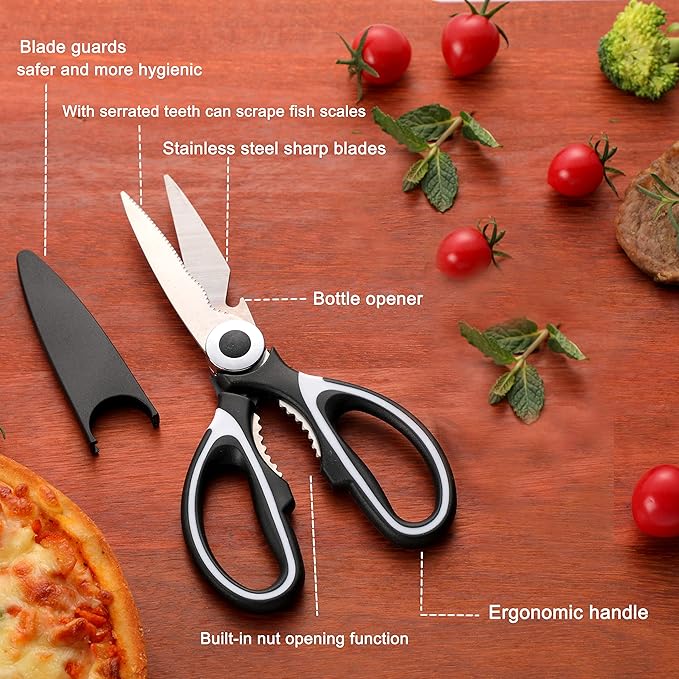 Kitchen Scissors 3 Pack - Replacement - Stainless Steel Cooking Shears for Cutting Meat, Food, Fish, Poultry Multipurpose Sharp Sissors for Dishwasher Safe, 8.3 Inch