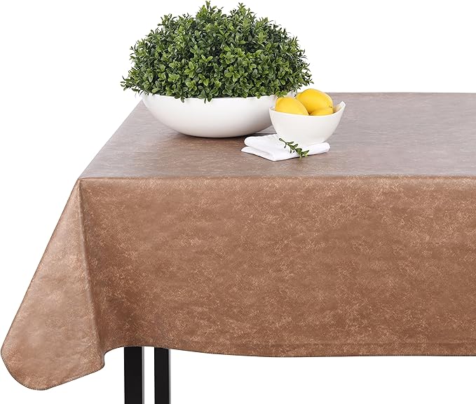 Yourtablecloth Heavy Duty Vinyl Rectangle or Square Tablecloth – 6 Gauge Heavy Duty Tablecloth – Flannel Backed – Wipeable Tablecloth with Vivid Colors & Many Sizes 52 x 120 White