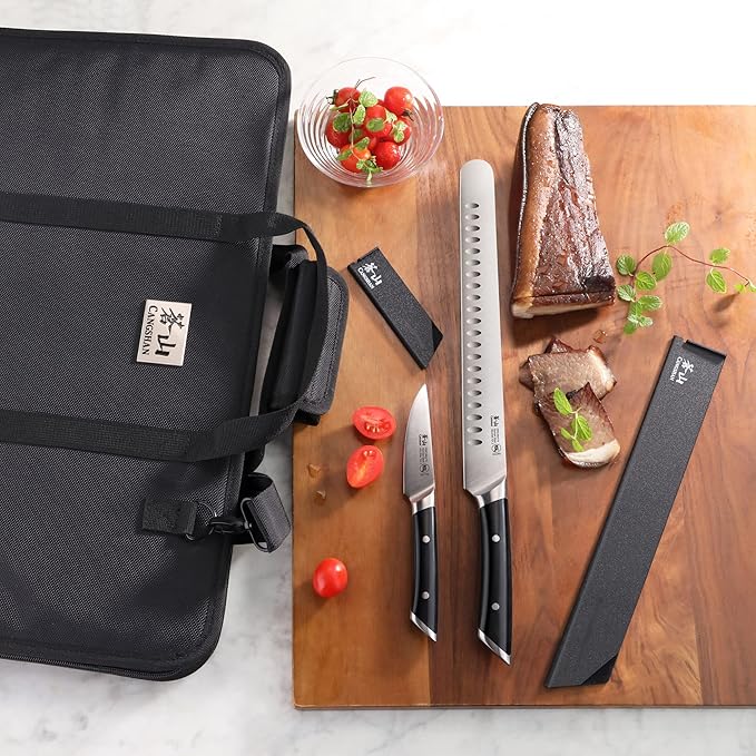 Cangshan HELENA Series German Steel Forged BBQ Knife Set (Black, 9-Piece Bag Set)