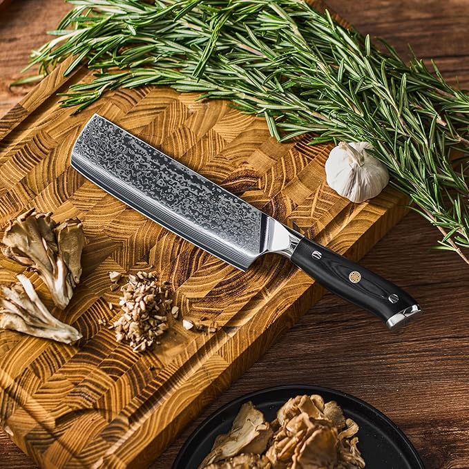 KYOKU Nakiri Knife - 7" - Shogun Series - Japanese VG10 Steel Core Damascus Blade - with Sheath & Case
