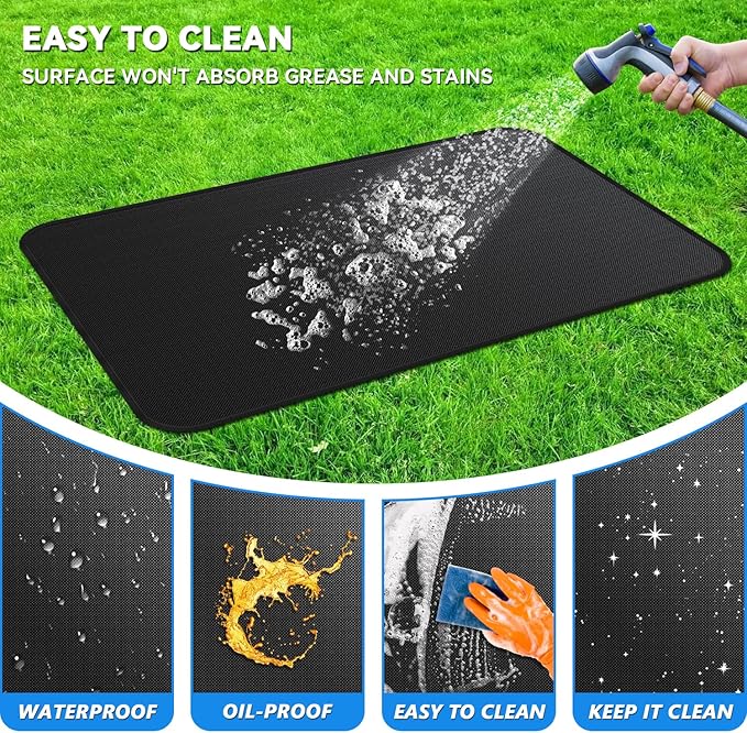 Large 90 x 48 inch Under Grill Mats for Outdoor Grill, Double-Sided Fireproof Deck Patio Protector Mat, Waterproof Oil-Proof BBQ Floor Pad Indoor Fire Pit Fireplace Mat