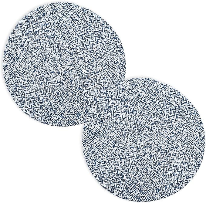 Trivets for Hot Dishes, Pots and Pans, 8 Inches Hot Pads 5 Pcs, Pot Holders for Kitchen, Heat Resistant Mat Protect Counter, Coasters Set Home Essentials Farmhouse Decor (Blue)