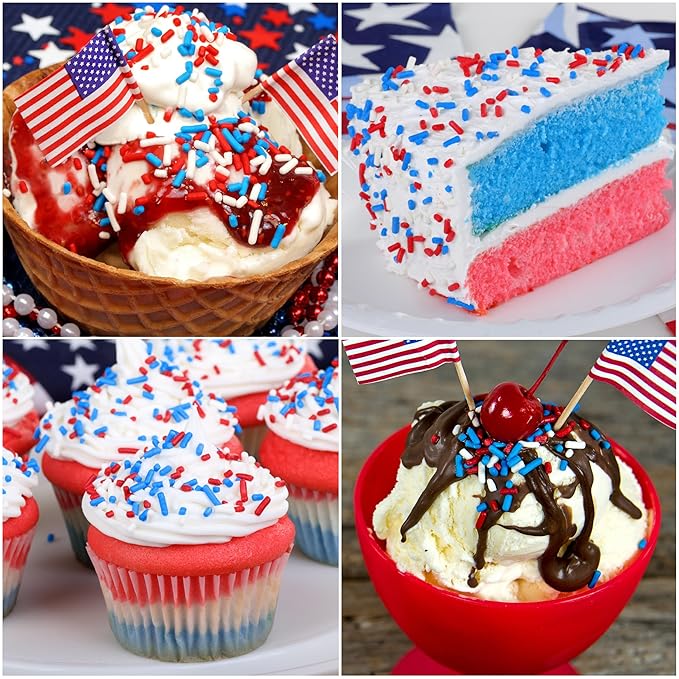 Cake Mate Patriotic Decorating Kit – Red & Blue Decorating Sugar (2.25 oz), Red, White & Blue Sprinkles (1.75 oz), Red, White & Blue Cookie Icing (7 oz) – Cookie, Cake, Cupcake & Dessert Decorating