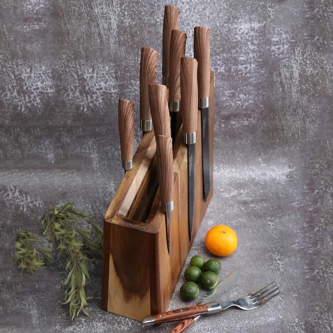 Resafy Magnetic Knife Wooden Block Knife Display Holder Rack Double Side Magnetic Stands with Strong Enhanced Magnets Kinves Strip Magnetic Knife Holder