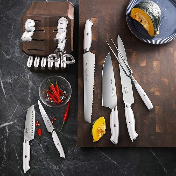 Cangshan Thomas Keller Signature Collection Swedish Powder Steel Forged, 4-Piece Fine Edge Steak Knife Set w/Walnut Box, White