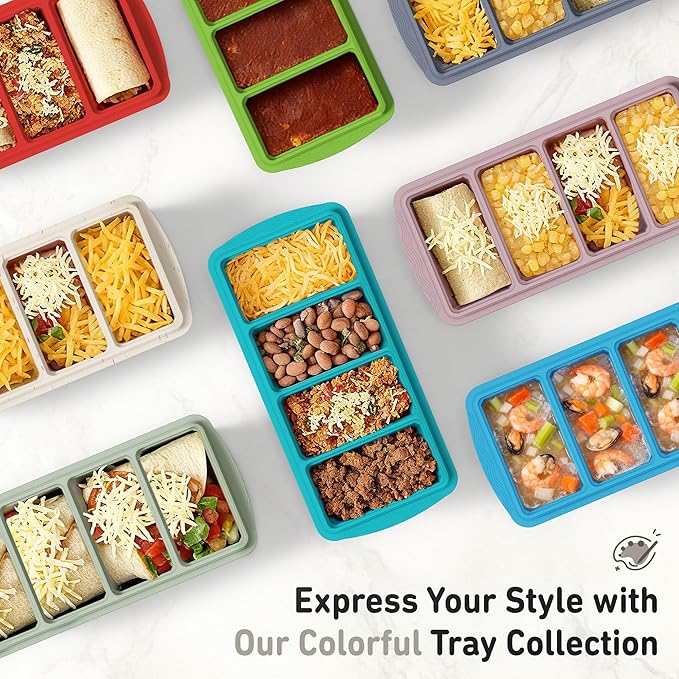 Silicone Freezer Tray with Lid Soup Freezer Container Molds with Steel Reinforced Rim Large Ice Cube Tray Makes 8 Perfect 1 Cup Portions Cubes Storage Food Soups & Meal Prep Oven & Dishwasher Safe