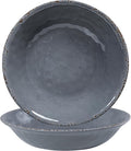 Farmhouse Large Melamine Serving Bowls,Set of 2, 130 OZ BPA Free 100% Melamine 13.75"x2.75" Salad and Pasta Serving Bowls, Bowls for Serving Food, Fruits And Pasta. Lightweight, Grey