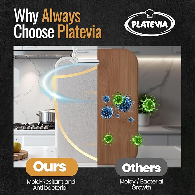 Titanium Cutting Board for Kitchen – Dual-Sided Pure Titanium & PP Surface, Non-Slip, Rust-Proof, Odor Resistant, Dishwasher Safe Premium Chopping Board for Meat & Vegetables