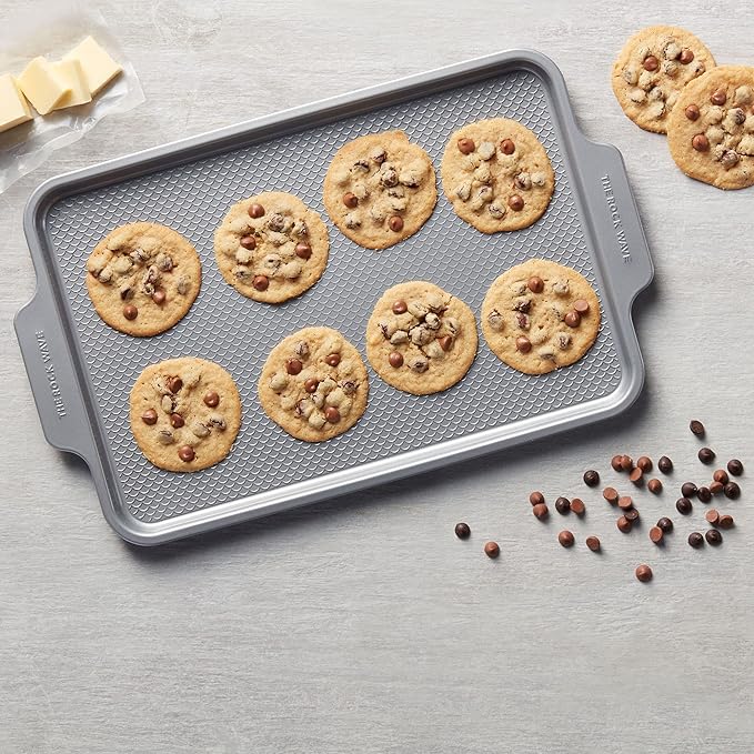 Starfrit The Rock Wave 28x44.5cm (11"x17.5") Non-Stick Large Cookie Sheet - Durable Carbon Steel - Oven Safe - PFOA Free - Easy to Clean - Grey