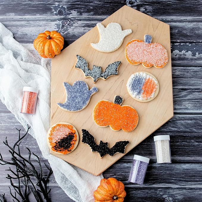 Sweets Indeed Halloween Sugar Sprinkles 4-Pack – 4.52 oz Spooky Sugar Set | White, Orange, Black & Purple Decorating Sugars | Edible Baking Decorations for Cookies, Cupcakes & Cakes