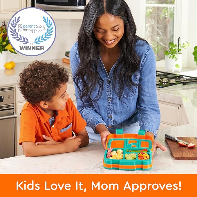 Bentgo Kids Bento-Style 5-Compartment Leak-Proof Lunch Box - Ideal Portion Sizes for Ages 3 to 7 - Durable, Drop-Proof, Dishwasher Safe, PFAS & BPA-Free & Made with Food-Safe Materials (Orange)