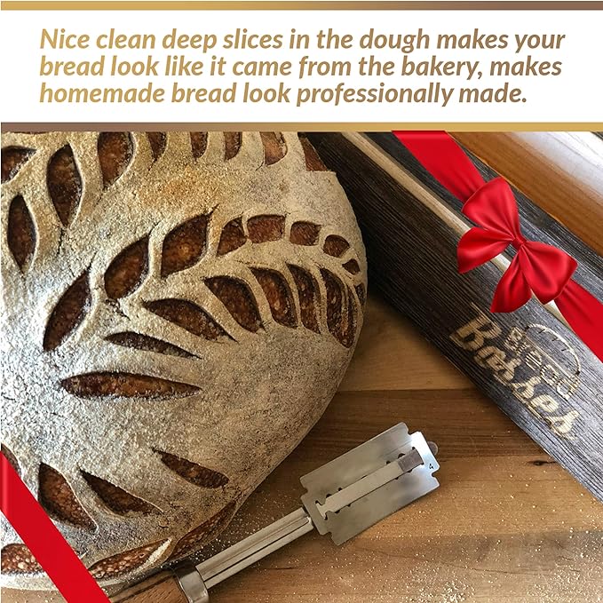 Bread Bosses Bread Bakers Lame Slashing Tool -Dough Making Slasher Tools Baking Sourdough Bread Starter Jar Scoring Knife Razor Cutter Slashing Tool Accessories for Cutting Supplies -Great As A Gift
